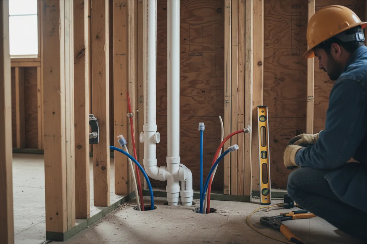 Drain and supply rough-in during Drain Cleaning in Milbank